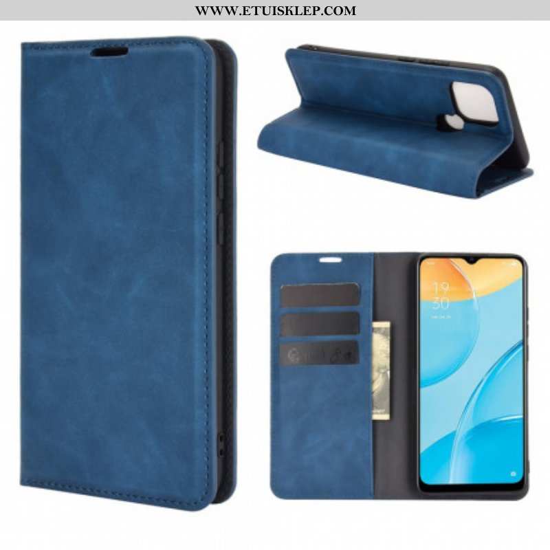 Etui Na Telefon do Oppo A15 Etui Folio Jedwabny Efekt Miękkiej Skóry